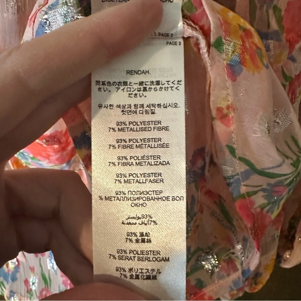Lipsy Button-Front Multicolour Metallic Floral Top Boho Cottagecore Size 10 - Picture 14 of 14